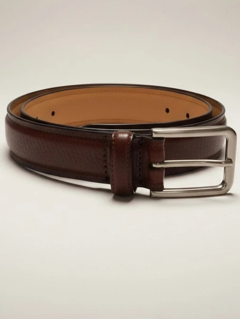 Brown Leather Belt with Silver Buckle
